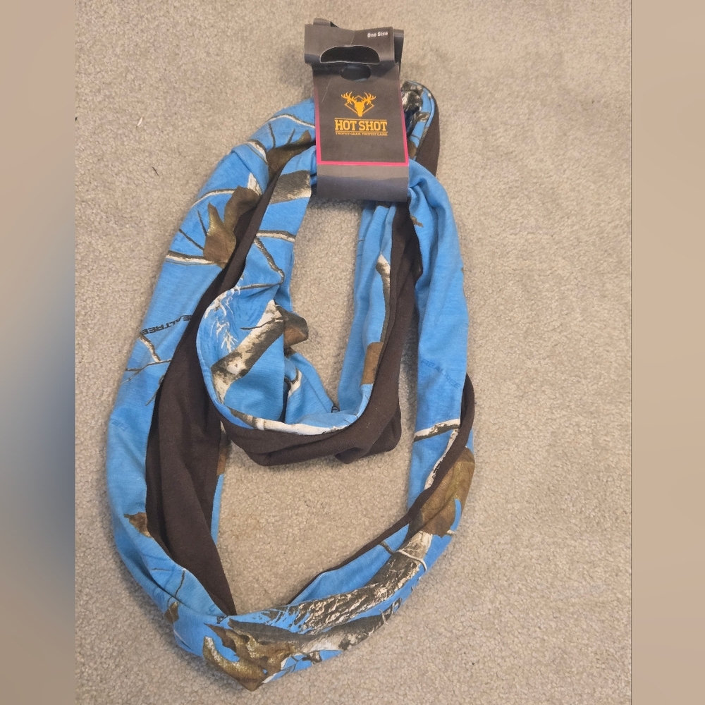 Hot Shot Blue and Brown Camo Scarf OS